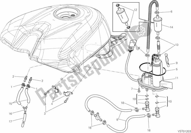 All parts for the Fuel Pump of the Ducati Superbike 848 EVO Corse SE 2013